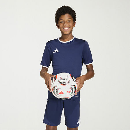 adidas Big Kid Boys Crew Neck Short Sleeve Jersey, Small (8), Blue
