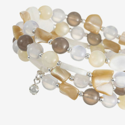 Liz Claiborne Womens White Mother Of Pearl Wrap Bracelet