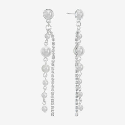 Monet Jewelry Timeless Womens Glass Simulated Pearl Round Hypoallergenic Drop Earrings