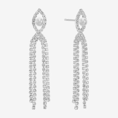 Monet Jewelry Timeless Womens Glass Simulated Pearl Hypoallergenic Drop Earrings