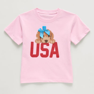 Okie Dokie Toddler & Little Girls Round Neck Short Sleeve Regular Fit Graphic T-Shirt