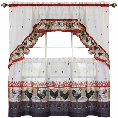 Roosters 3-pc. Rod Pocket Kitchen Curtain Window Set