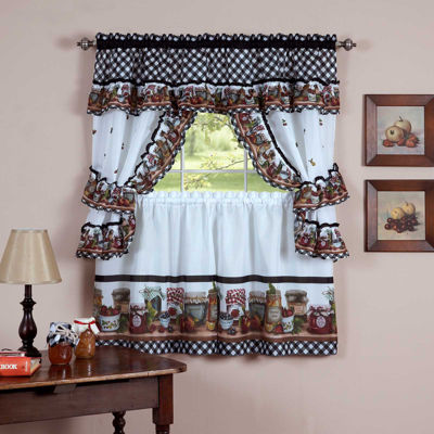 Mason Jars Cottage 5-pc. Rod Pocket Kitchen Curtains & Drapes Window Set