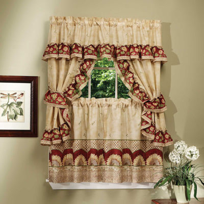Rod Pocket Kitchen Curtain Window Set, Color Antique JCPenney