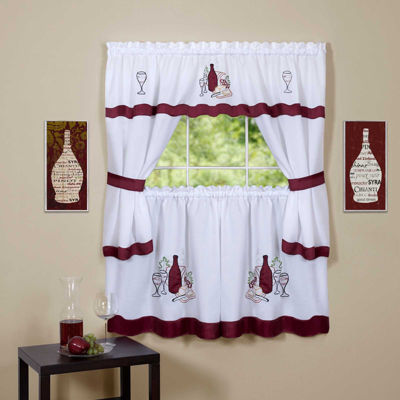 Cabernet 3-pc. Rod Pocket Kitchen Curtains & Drapes Window Set