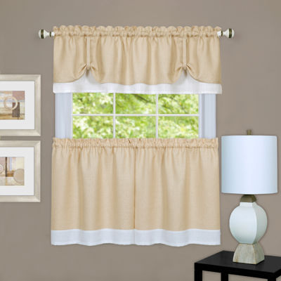 Darcy 3-pc. Rod Pocket Kitchen Curtains & Drapes Window Set