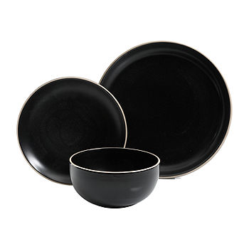 Solid Black 12-Piece Dinnerware Set