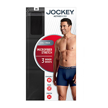 Jockey Active Microfiber Mens 3 Pack Boxer Briefs, Color: Blue