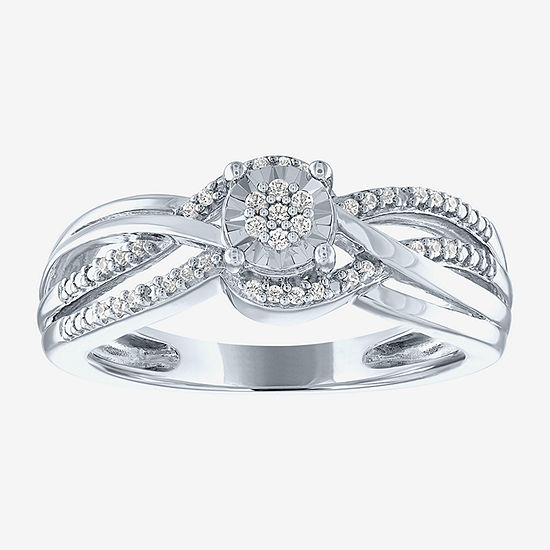Promise My Love Womens 1/10 CT. T.W. Genuine White Diamond Sterling Silver Promise Ring