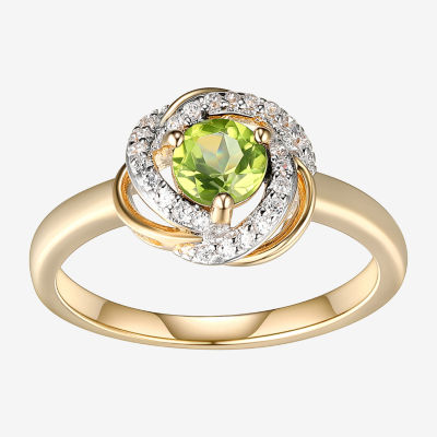 Womens Genuine Green Peridot 18K Gold Over Silver Knot Cocktail Ring