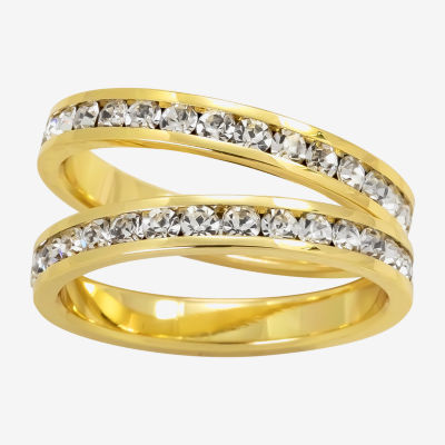 Sparkle Allure 2-pc. Crystal 14K Gold Over Brass Ring Sets