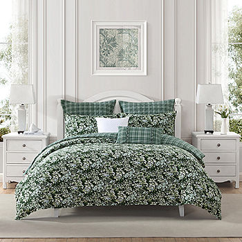 Laura Ashley Bramble Floral 7-pc. Midweight Comforter Set USHS8K1240413,  Color: Forest Green - JCPenney