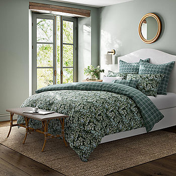Laura Ashley Bramble Floral 7-pc. Midweight Comforter Set USHS8K1240413,  Color: Forest Green - JCPenney