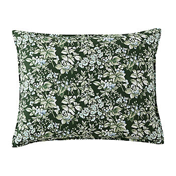 Laura Ashley Bramble Berry Throw Pillow Cover Green Blue Piping Vintage 16  x 19
