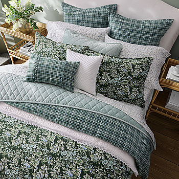 Laura Ashley Natalie Green Floral 100% Cotton Duvet Cover Set & Reviews