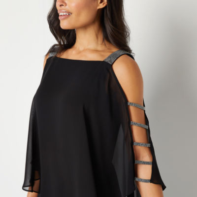 MSK Womens Straight Neck Short Sleeve Jumpsuit