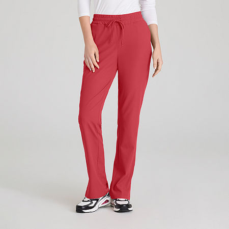 Skechers Skp623 Gamma 6-Pocket Mid-Rise Tapered Leg Womens Tag Free Stretch Fabric Moisture Wicking Scrub Pants, Small, Red
