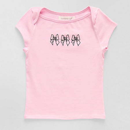 CLEVER & KIND Big Kid Girls Crew Neck Short Sleeve Embroidered T-Shirt, X-large, Pink