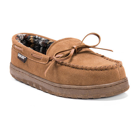 Muk Luks Paul Printed Mens Moccasin Slippers, 9 Wide, Brown