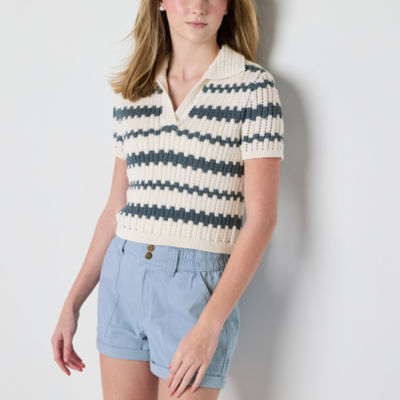 Arizona Juniors Womens Short Sleeve Pullover Sweater