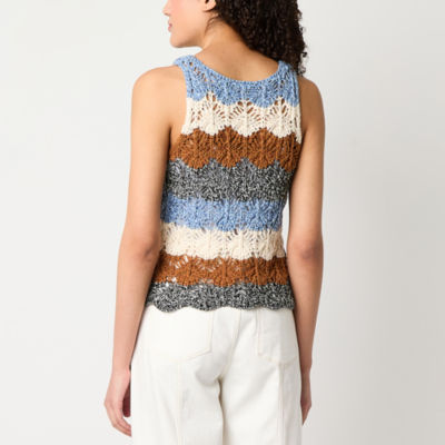 a.n.a Womens Crew Neck Crochet Pullover Sweater