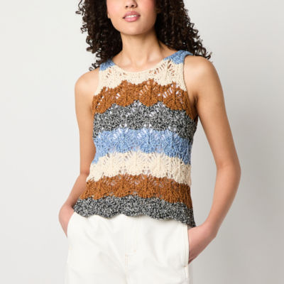 a.n.a Womens Crew Neck Crochet Pullover Sweater
