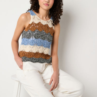 a.n.a Womens Crew Neck Crochet Pullover Sweater