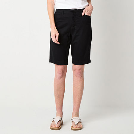 St. John's Bay Womens Mid Rise Bermuda Short, 16, Black
