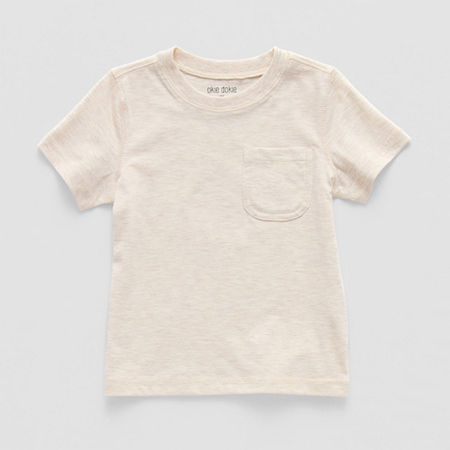 Okie Dokie Toddler & Little Boys Crew Neck Short Sleeve T-Shirt, 5t, Beige