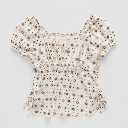 Thereabouts Little & Big Girls Square Neck Short Sleeve Blouse, X-small (6-6x), White