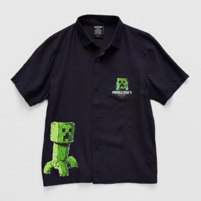 Little & Big Boys Short Sleeve Minecraft Button-Down Shirt