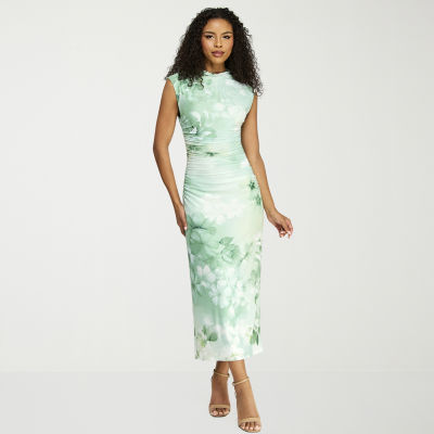 Premier Amour Womens Sleeveless Floral Sheath Dress