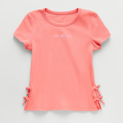 Thereabouts Little & Big Kid Girls Crew Neck Short Sleeve Embroidered T-Shirt