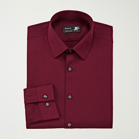 J. Ferrar Mens Big & Tall 360 Stretch Regular Fit Easy Care Stretch Fabric Long Sleeve Dress Shirt, 19-19.5 36-37, Red
