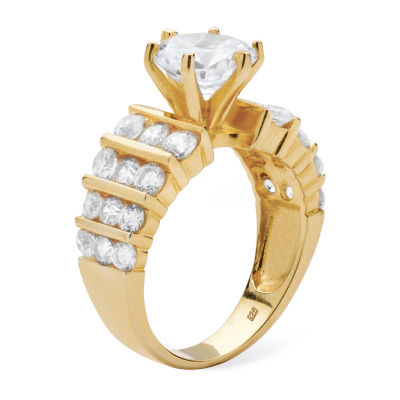 DiamonArt® Womens 3 1/4 CT. T.W. White Cubic Zirconia 18K Gold Over Silver Engagement Ring