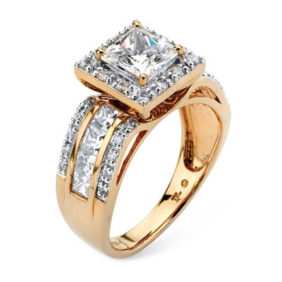 DiamonArt® Womens 2 1/5 CT. T.W. White Cubic Zirconia 18K Gold Over Silver Engagement Ring