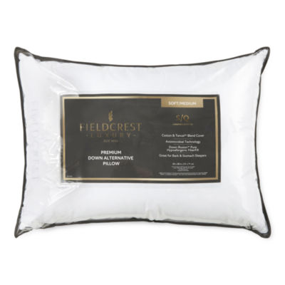 Fieldcrest Luxury Sateen Medium Density Antimicrobial  Treated Down Alternative Pillow
