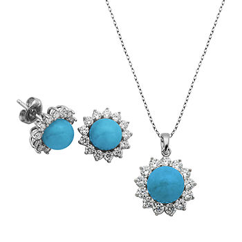 Womens Enhanced Blue Turquoise Sterling Silver Beaded Necklace - JCPenney