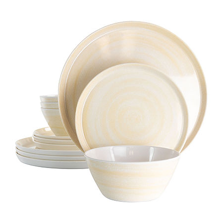 Elama Crafted Clay 12-pc. Melamine Dinnerware Set, One Size, Beige