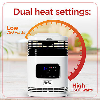 Black+decker Oscillating Space Heater, Portable Heater with Remote Control, Ceramic Small Space Heater with Two Heat Settings & LED Display, Small