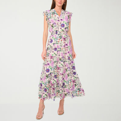 Sam And Jess Womens Short Sleeve Floral Maxi Dress