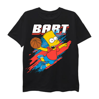 Bart Little & Big Kid Boys Crew Neck Short Sleeve Regular Fit The Simpsons Graphic T-Shirt
