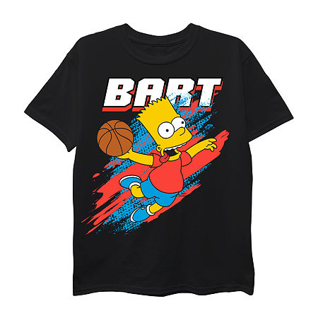 Little & Big Boys Bart Crew Neck Short Sleeve The Simpsons Graphic T-Shirt, X-small (6-7), Black