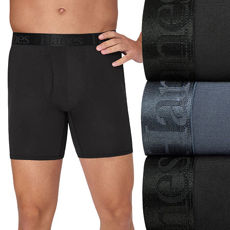 Hanes Originals Supersoft Total Support Pouch Mens 3 Pack Boxer Briefs, Medium, Black