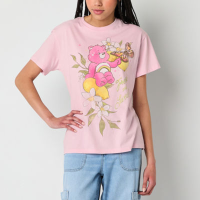 New World Womens Crew Neck Short Sleeve Loose Fit Care Bears Juniors Graphic T-Shirt