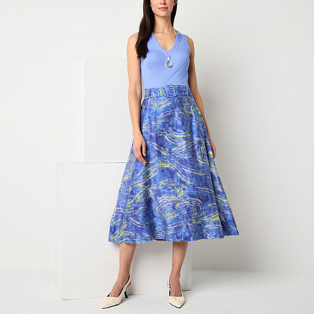 Worthington Womens A-Line Skirt, 4 Petite, Blue