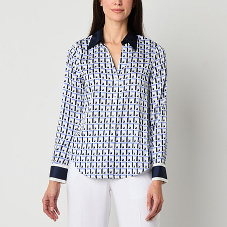 Worthington Womens Long Sleeve Regular Fit Button-Down Shirt, X-large, Blue