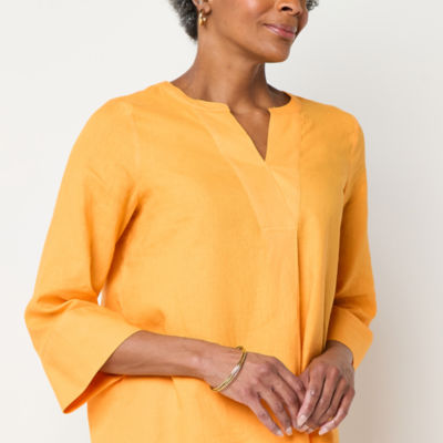 Liz Claiborne Womens V Neck 3/4 Sleeve Blouse