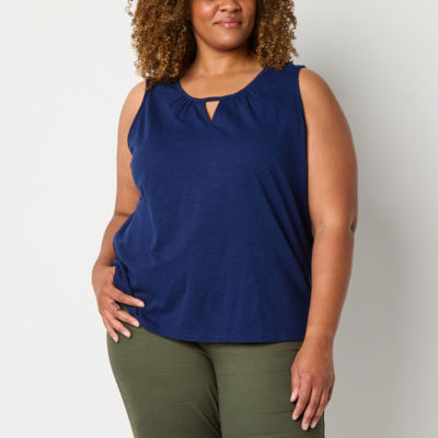 St. John's Bay Womens Plus Keyhole Neck Sleeveless Tank Top