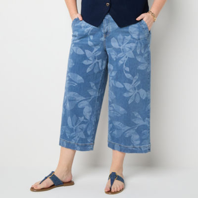 Liz Claiborne Plus Womens Mid Rise Regular Fit Cropped Pant